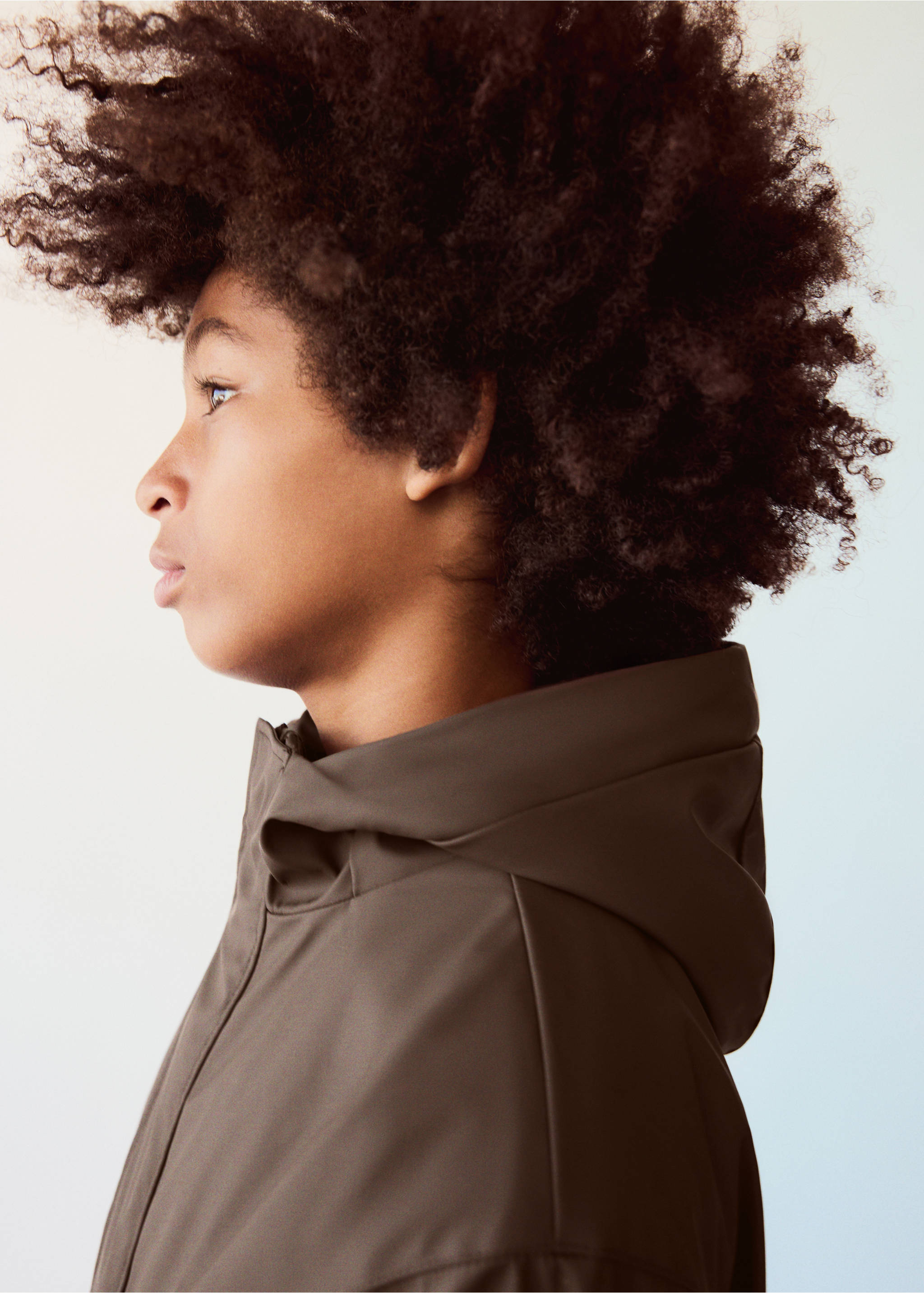 Water-repellent hooded parka - Details of the article 1, Brown. Ref: 37066337-00.