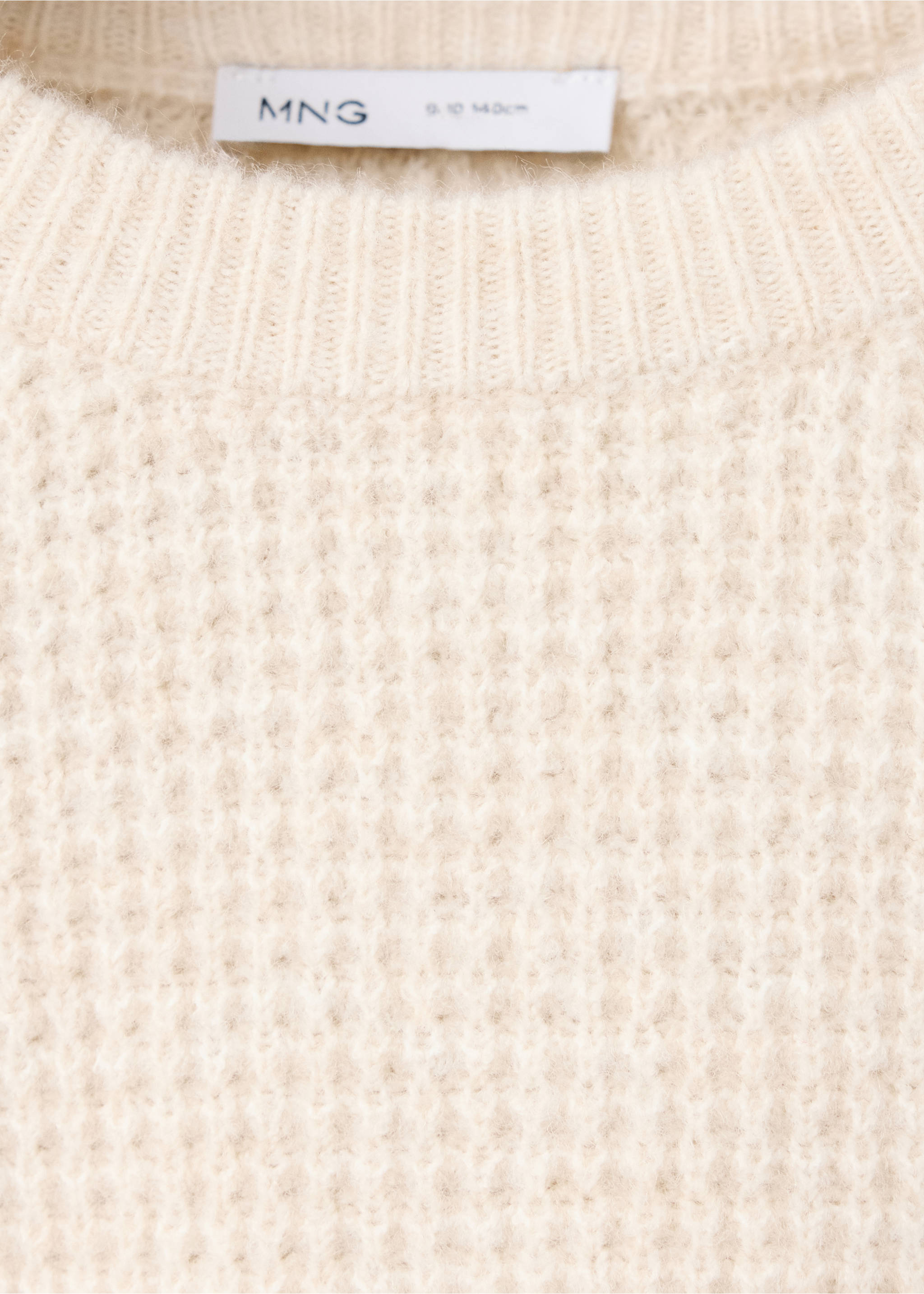 Oversized waffle-knit jumper - Details of the article 8, Beige. Ref: 37066338-00.