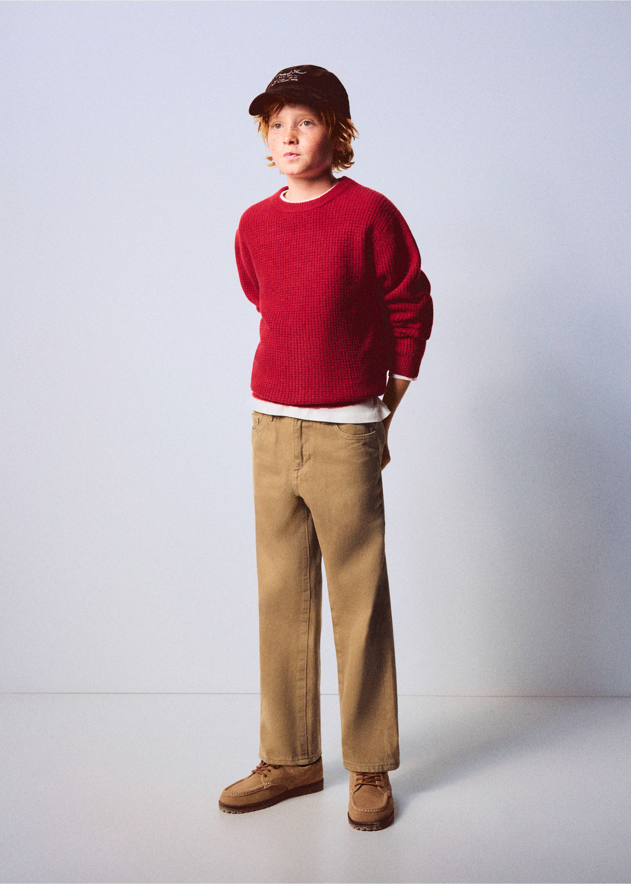 Oversized waffle-knit jumper - General plane, Red. Ref: 37066338-00.