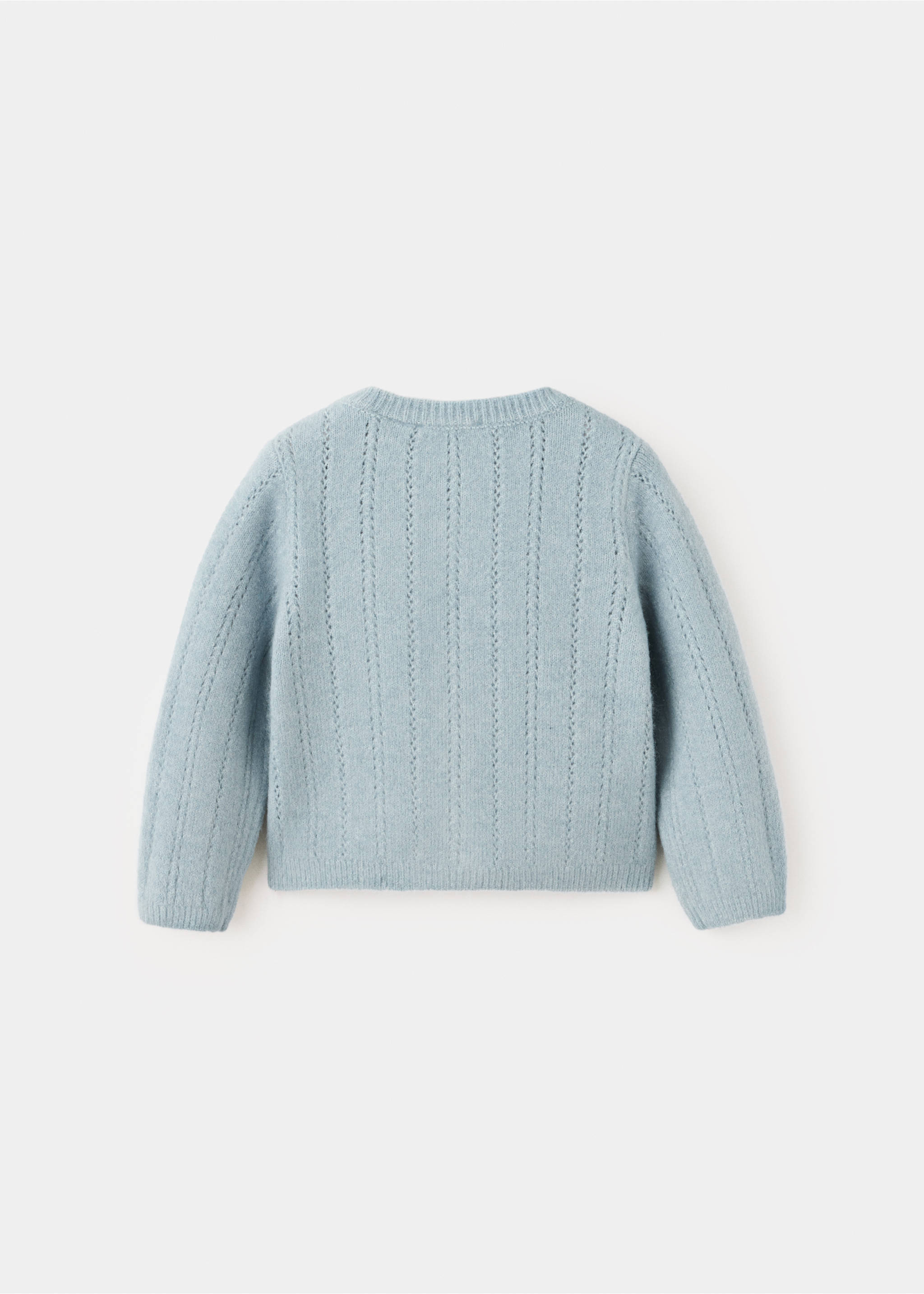 Openwork detail knit cardigan - Reverse of the article, Sky Blue. Ref: 37066339-00.