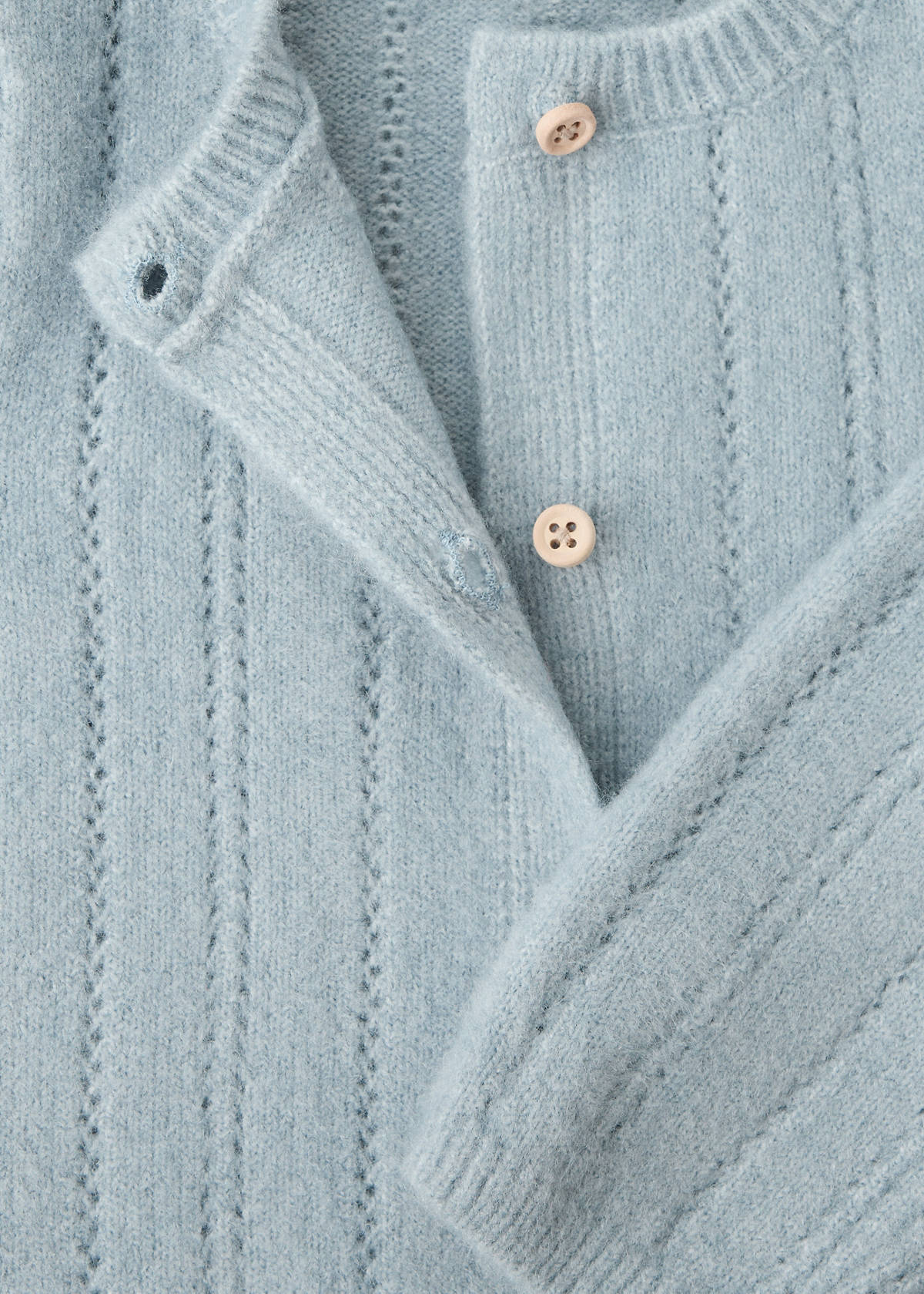 Openwork detail knit cardigan — Sky Blue