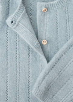 Openwork detail knit cardigan — Sky Blue 3