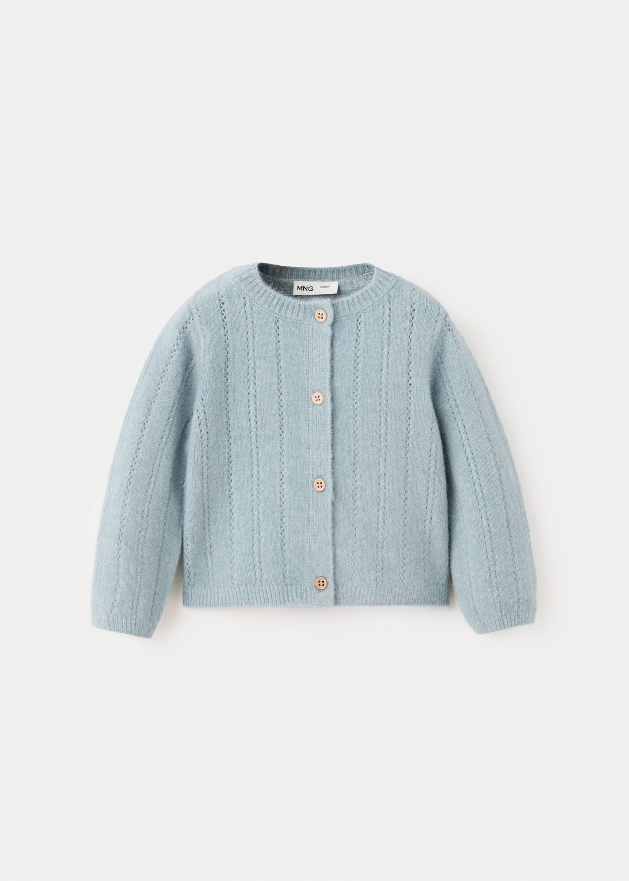 Openwork detail knit cardigan - Article without model, Sky Blue. Ref: 37066339-00.
