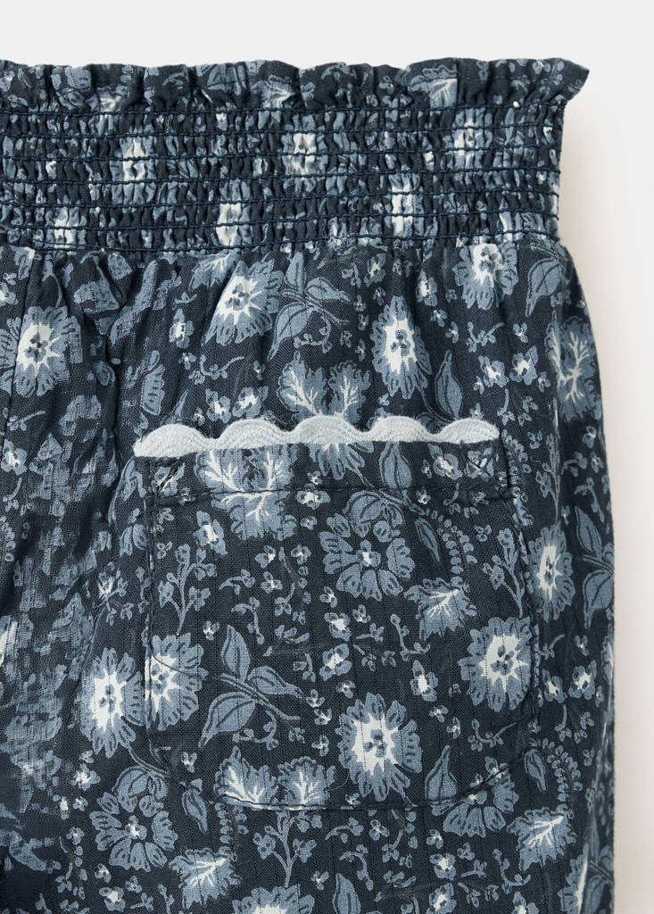 Floral harem trousers — Petrol Blue