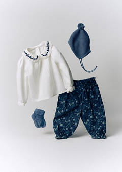 Floral harem trousers — Petrol Blue 1