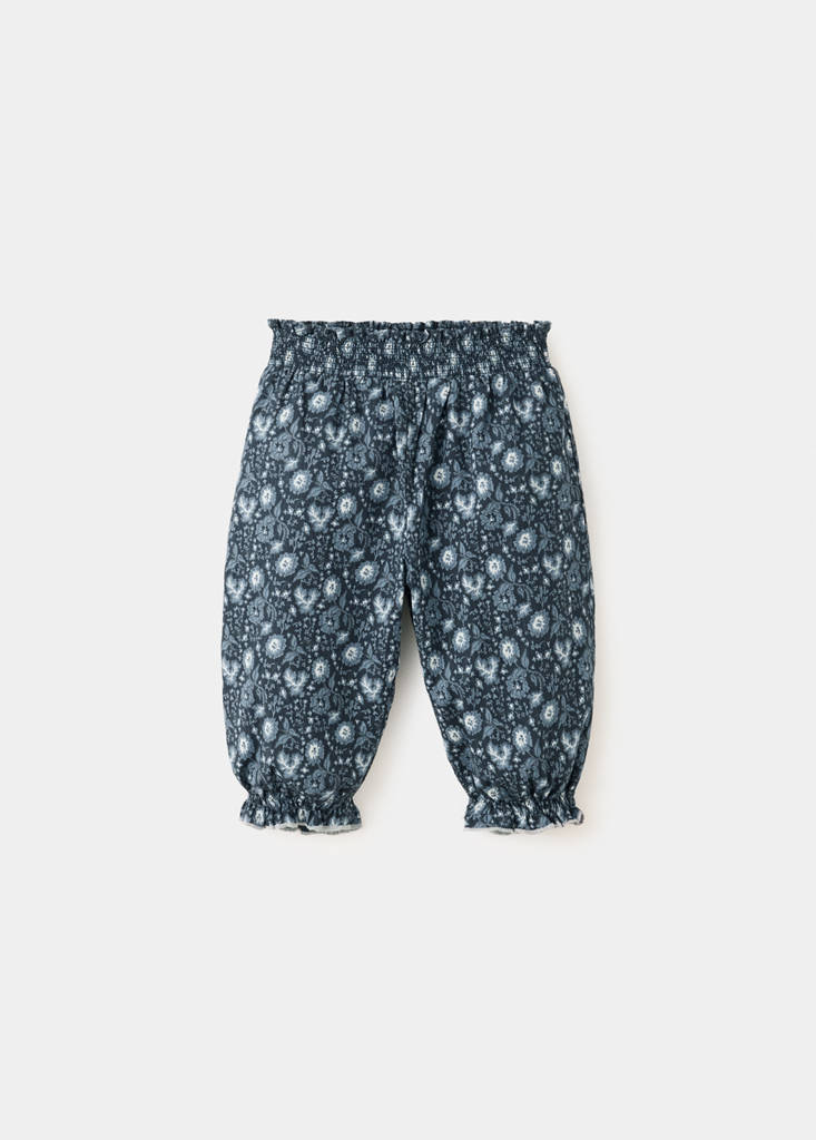 Floral harem trousers — Petrol Blue
