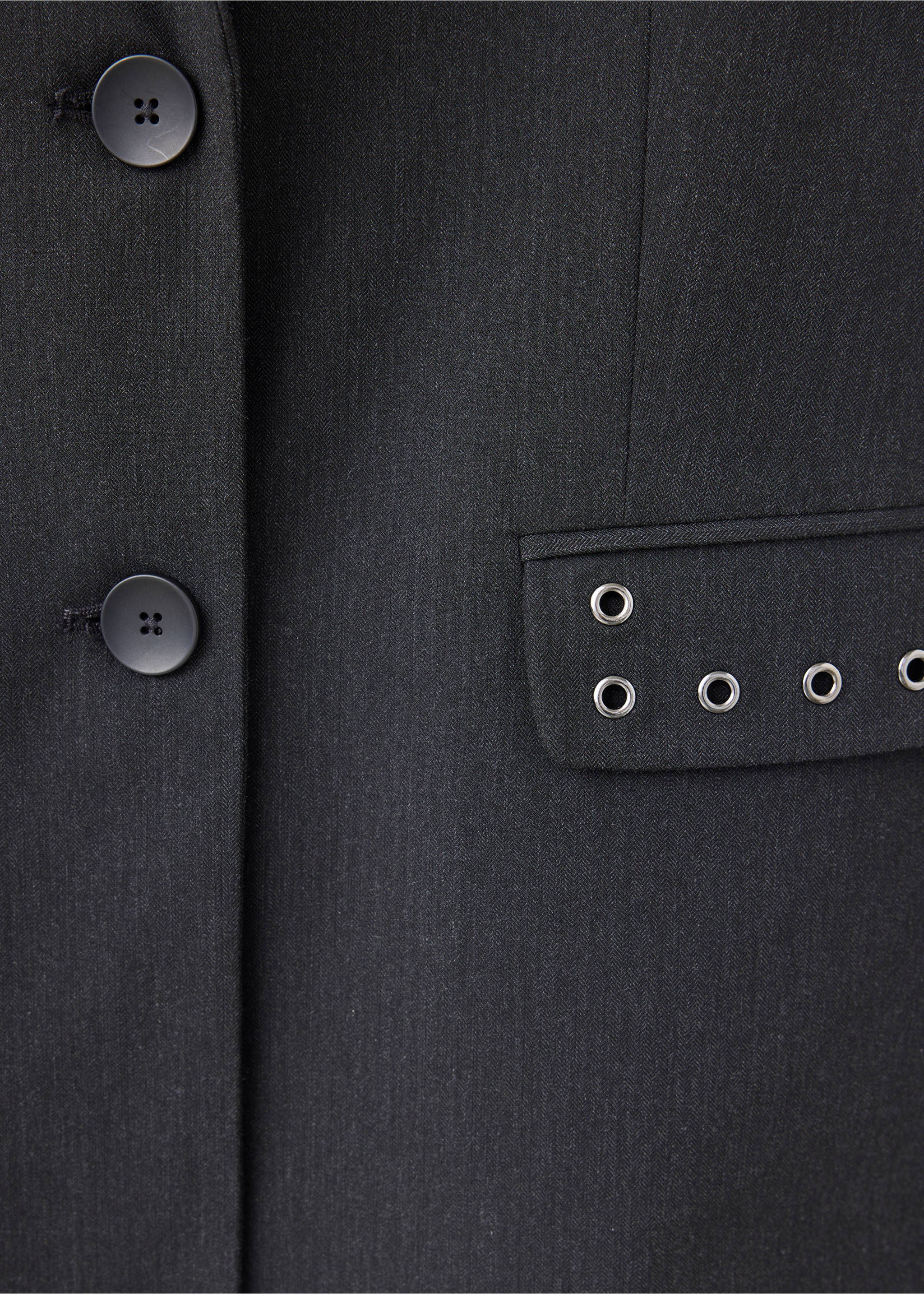 Blazer with eyelet lapels - Details of the article 0, Grey. Ref: 37066341-00.