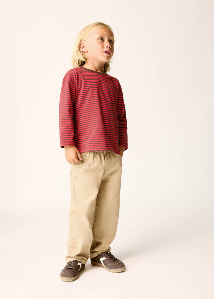 Straight-fit trousers with elastic waist — Medium Brown