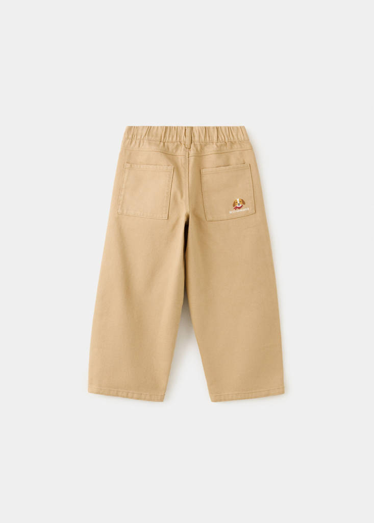 Straight-fit trousers with elastic waist — Medium Brown
