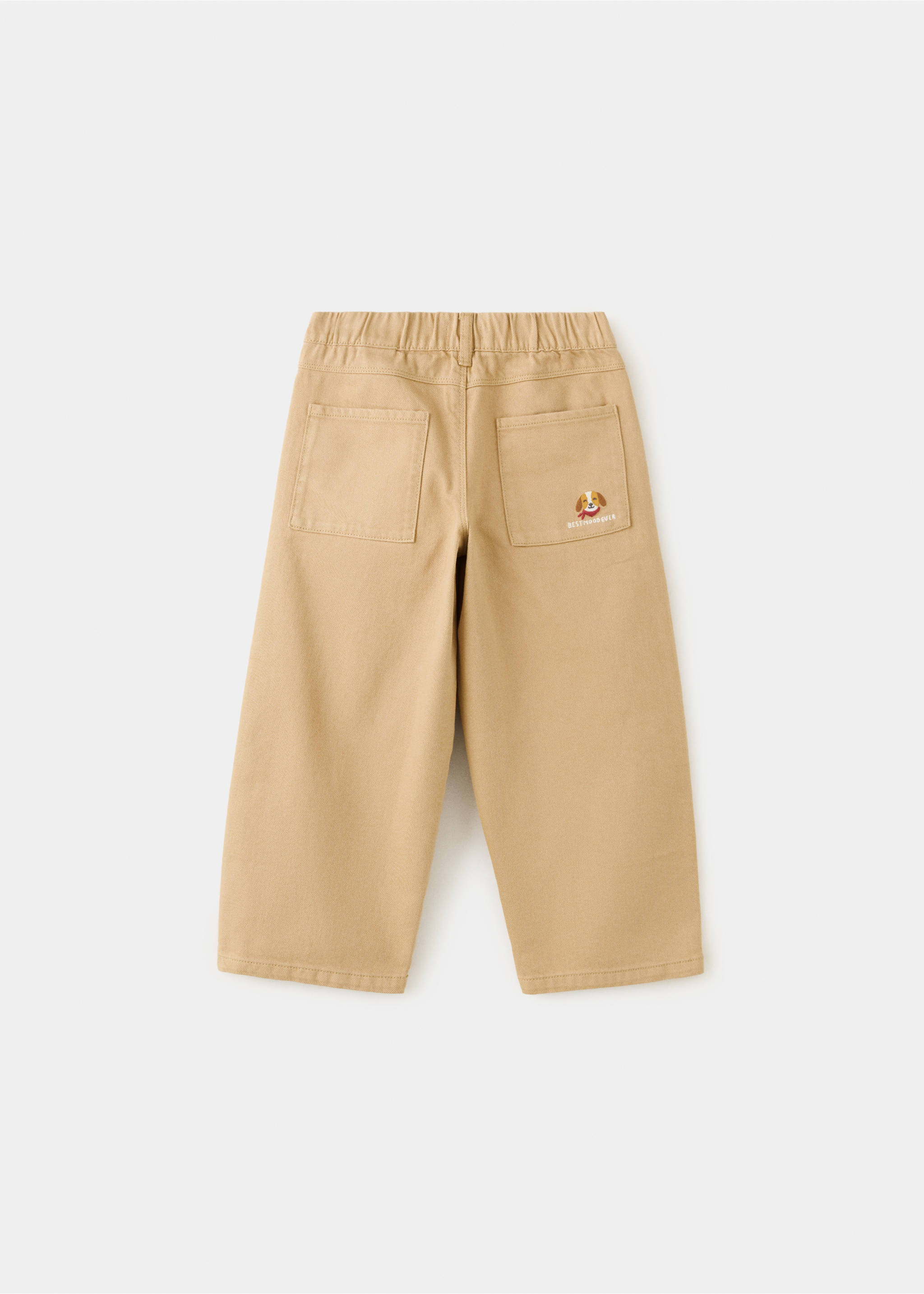 Straight-fit trousers with elastic waist - Reverse of the article, Medium Brown. Ref: 37066342-00.