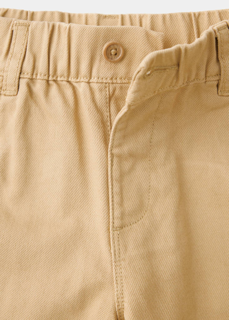 Straight-fit trousers with elastic waist — Medium Brown