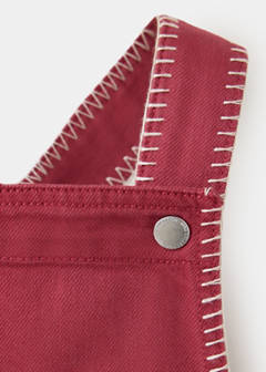 Denim pinafore with topstitching detail — Red 4