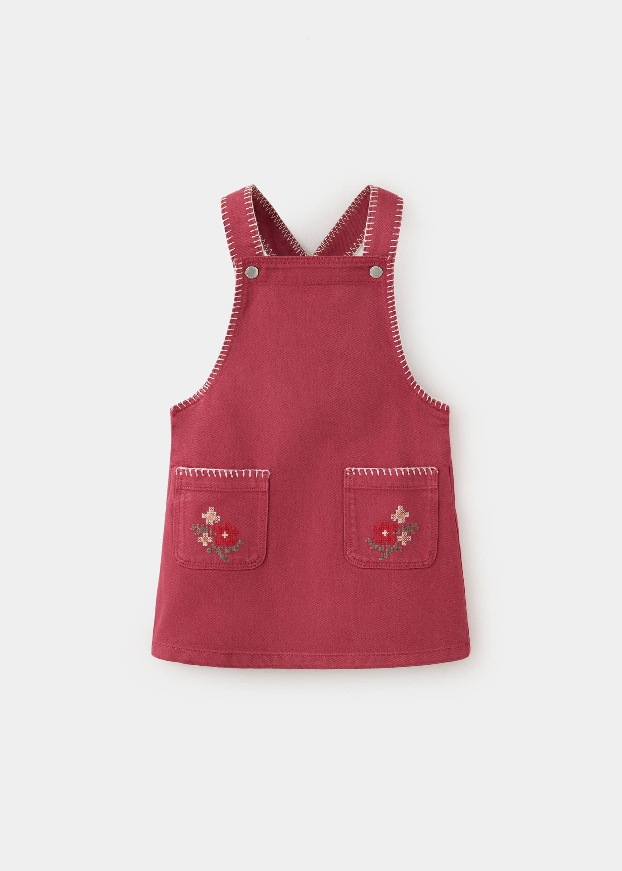 Denim pinafore dress with topstitching detail - Article without model
