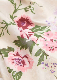 Satin floral-print scarf — Ecru 2