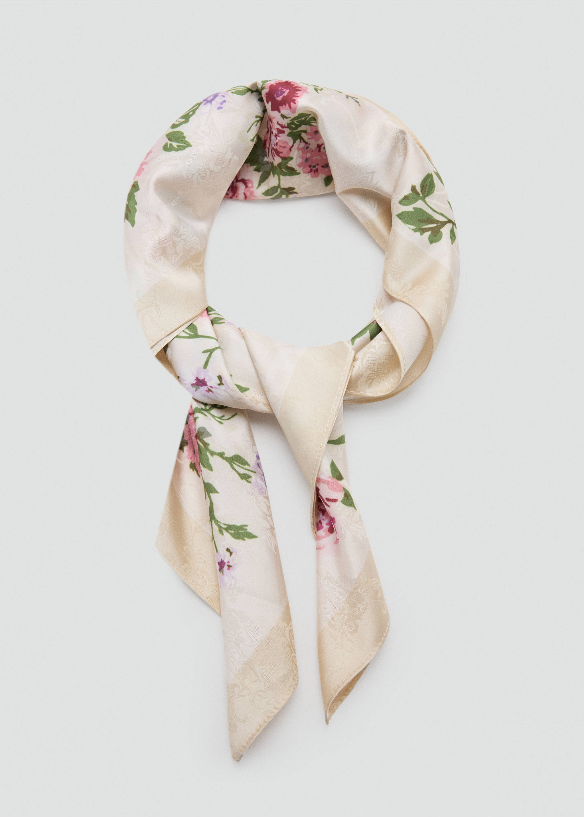 Mocador setinat estampat floral - Detall de l'article 1, Cru. Ref: 37066346-00.