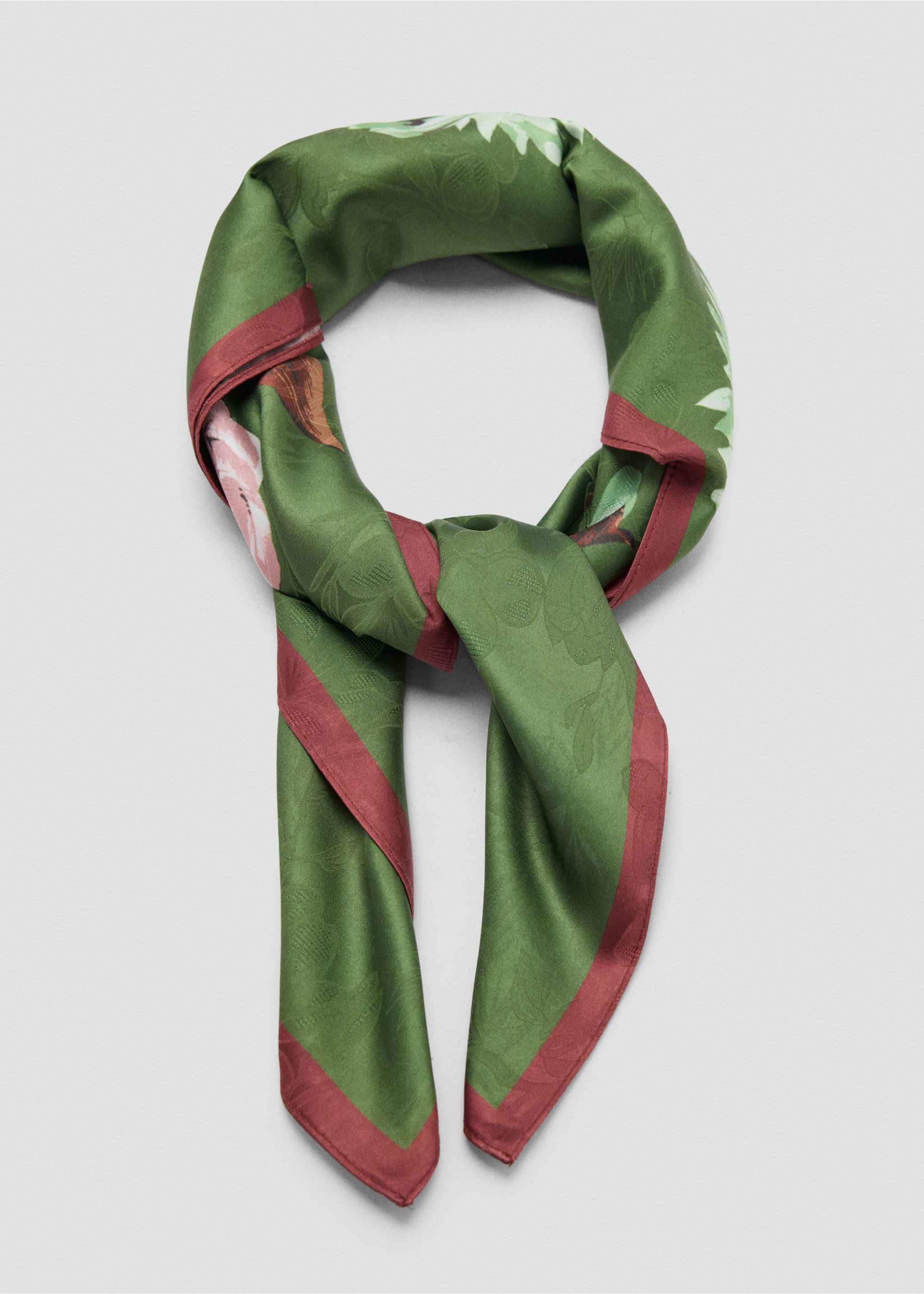 Mocador setinat estampat floral - Detall de l'article 1, Verd. Ref: 37066346-00.