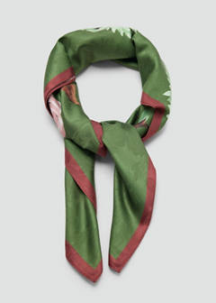 Satin floral-print scarf — Green 2