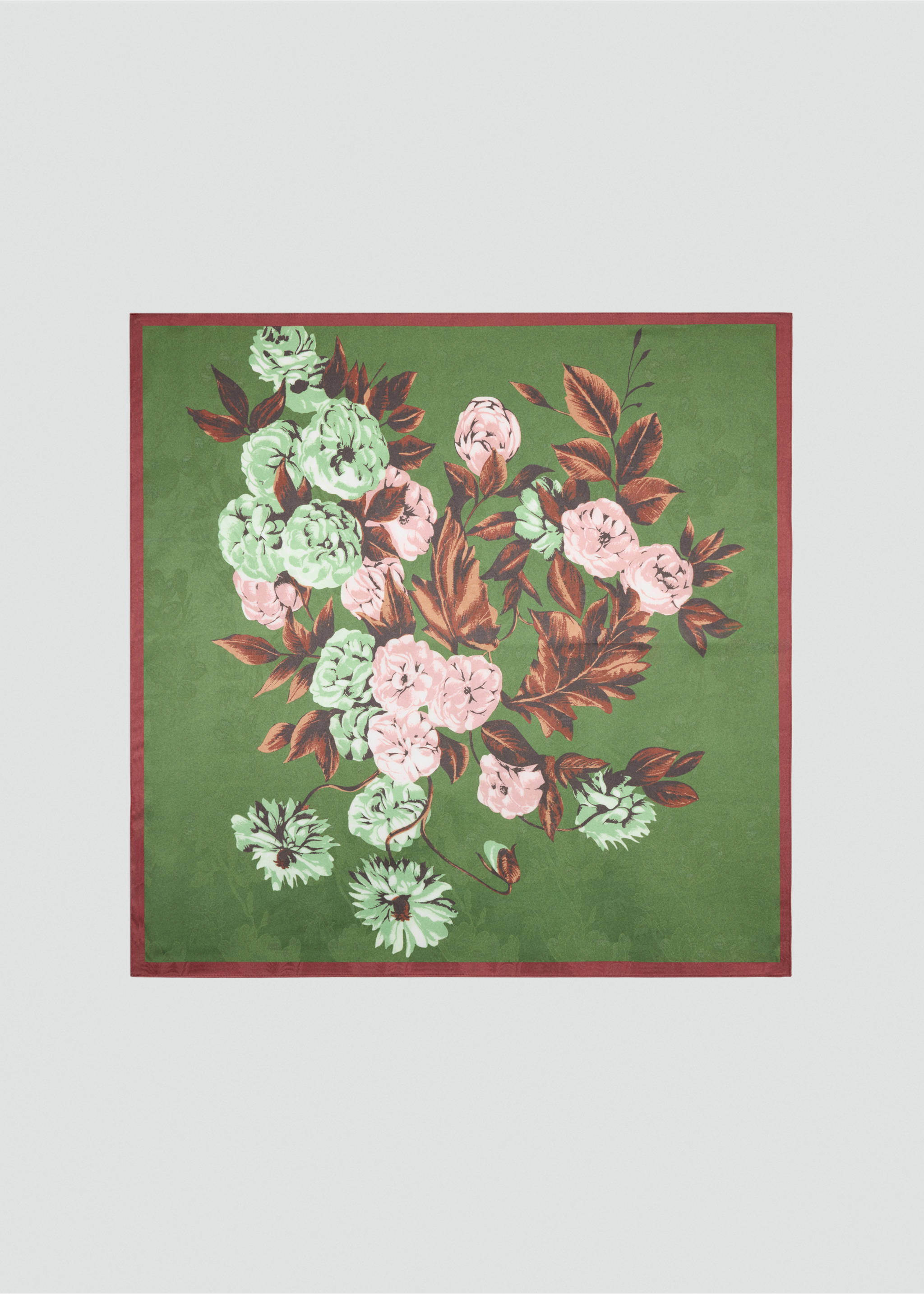 Mocador setinat estampat floral - Article sense model, Verd. Ref: 37066346-00.