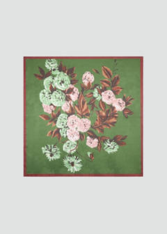 Satin floral-print scarf — Green 3