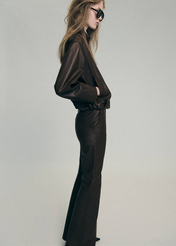 Flared leather trousers — Brown