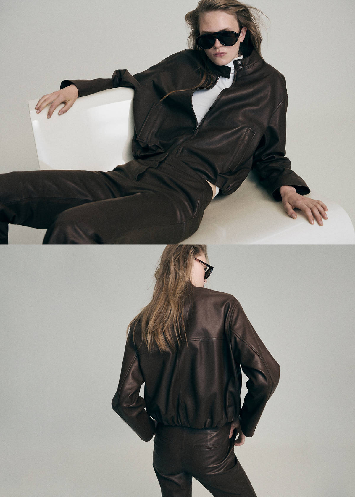 Flared leather trousers — Brown