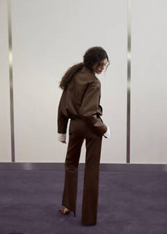 Flared leather trousers — Brown 14