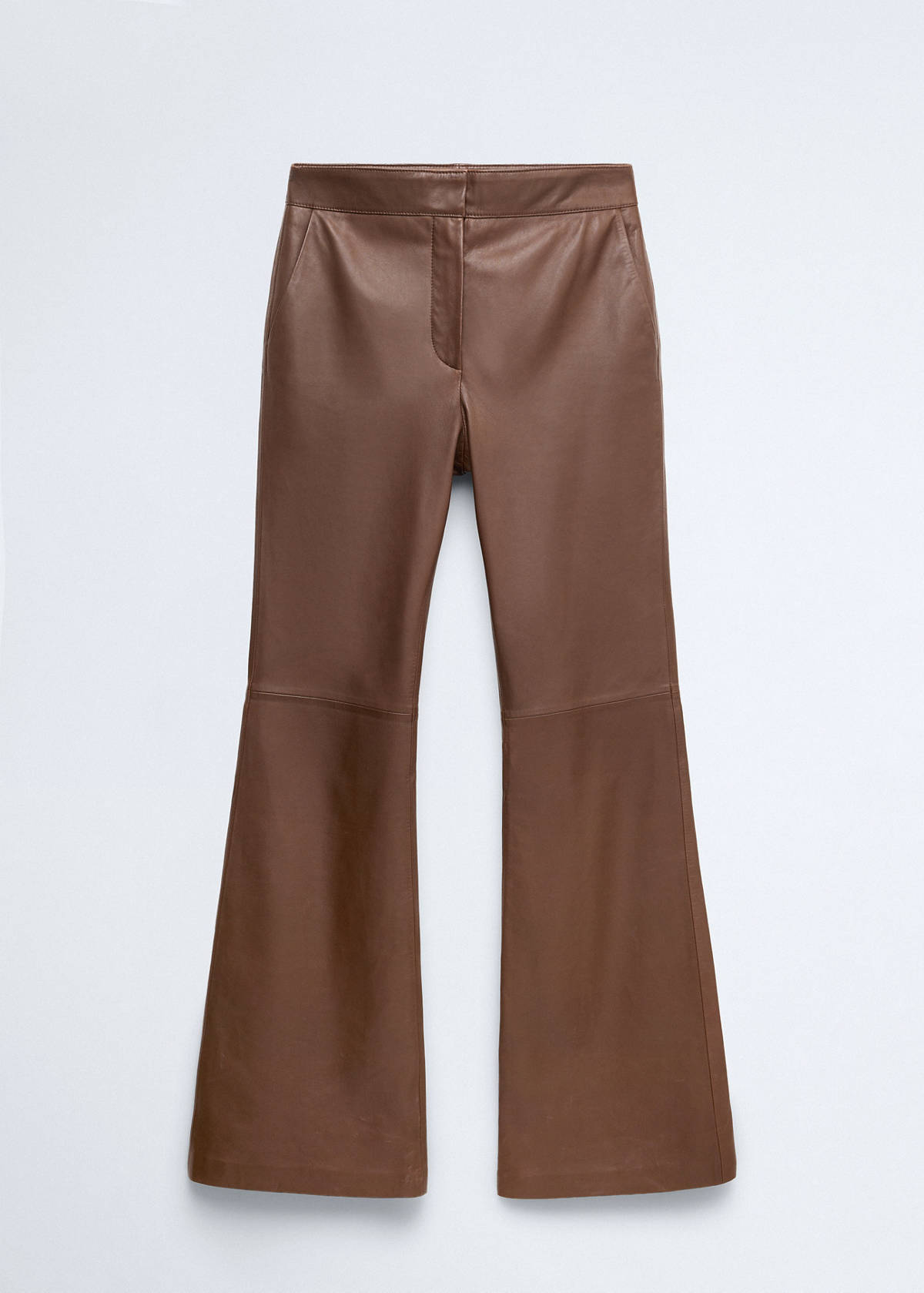 Flared leather trousers — Brown