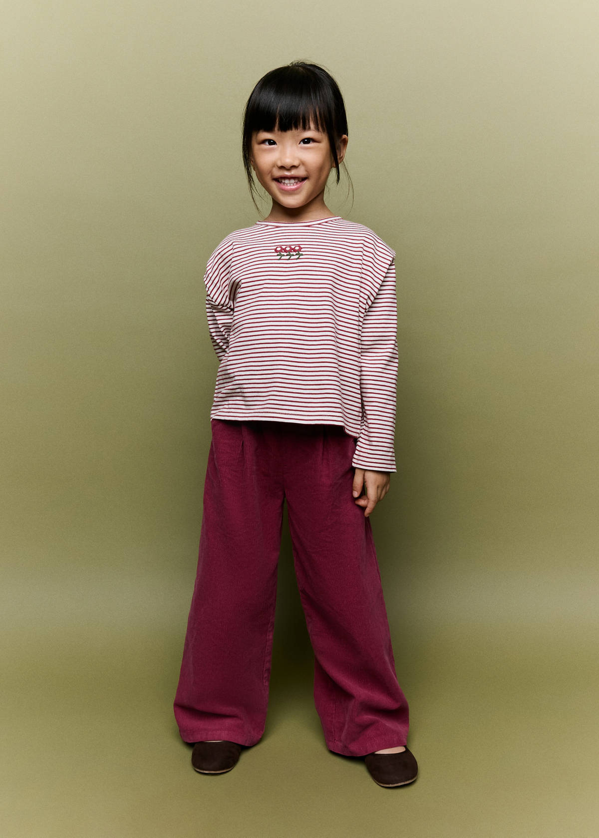 Pleated corduroy trousers — Red