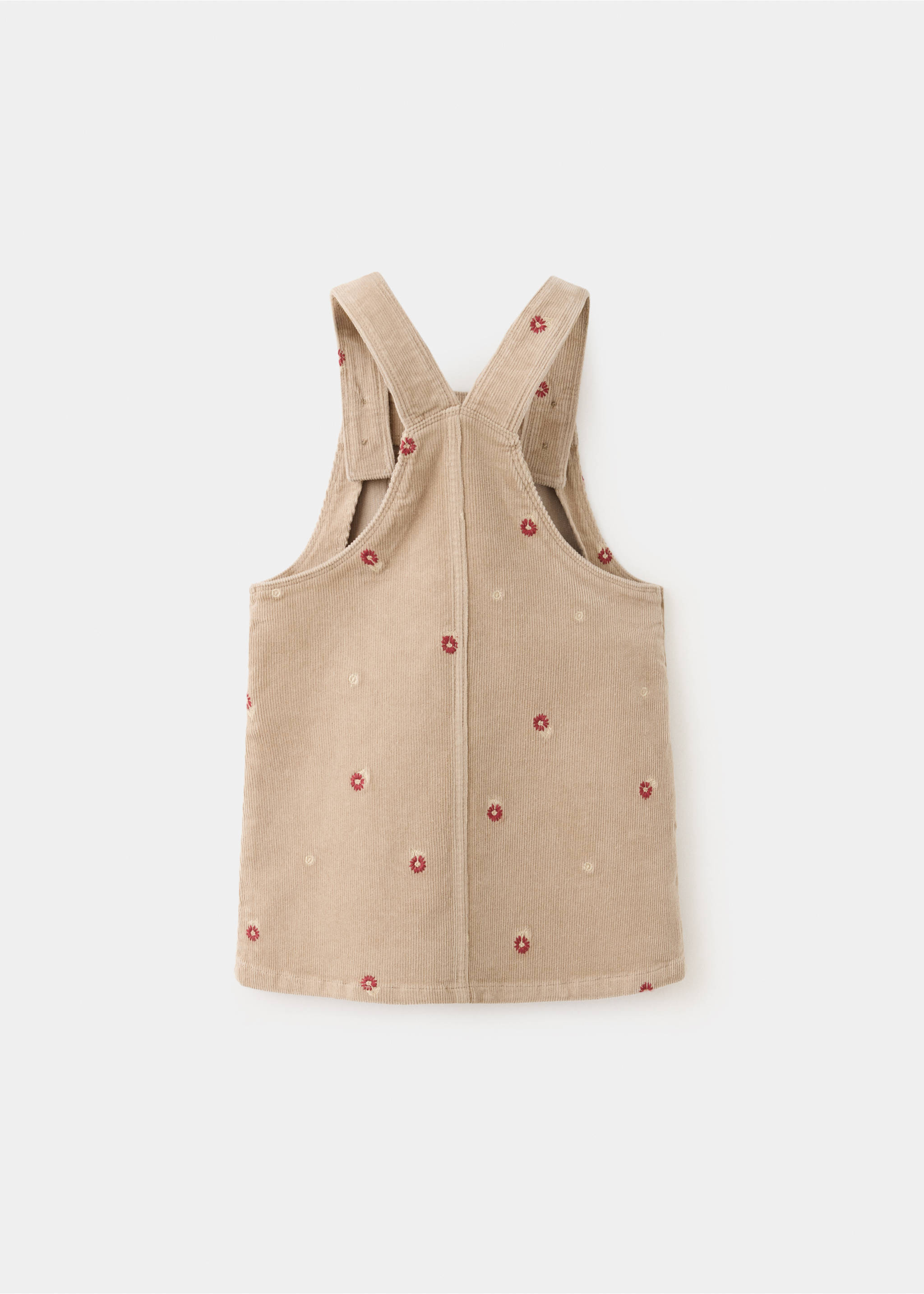Corduroy dungarees with floral embroidery - Reverse of the article, Brown. Ref: 37066351-00.