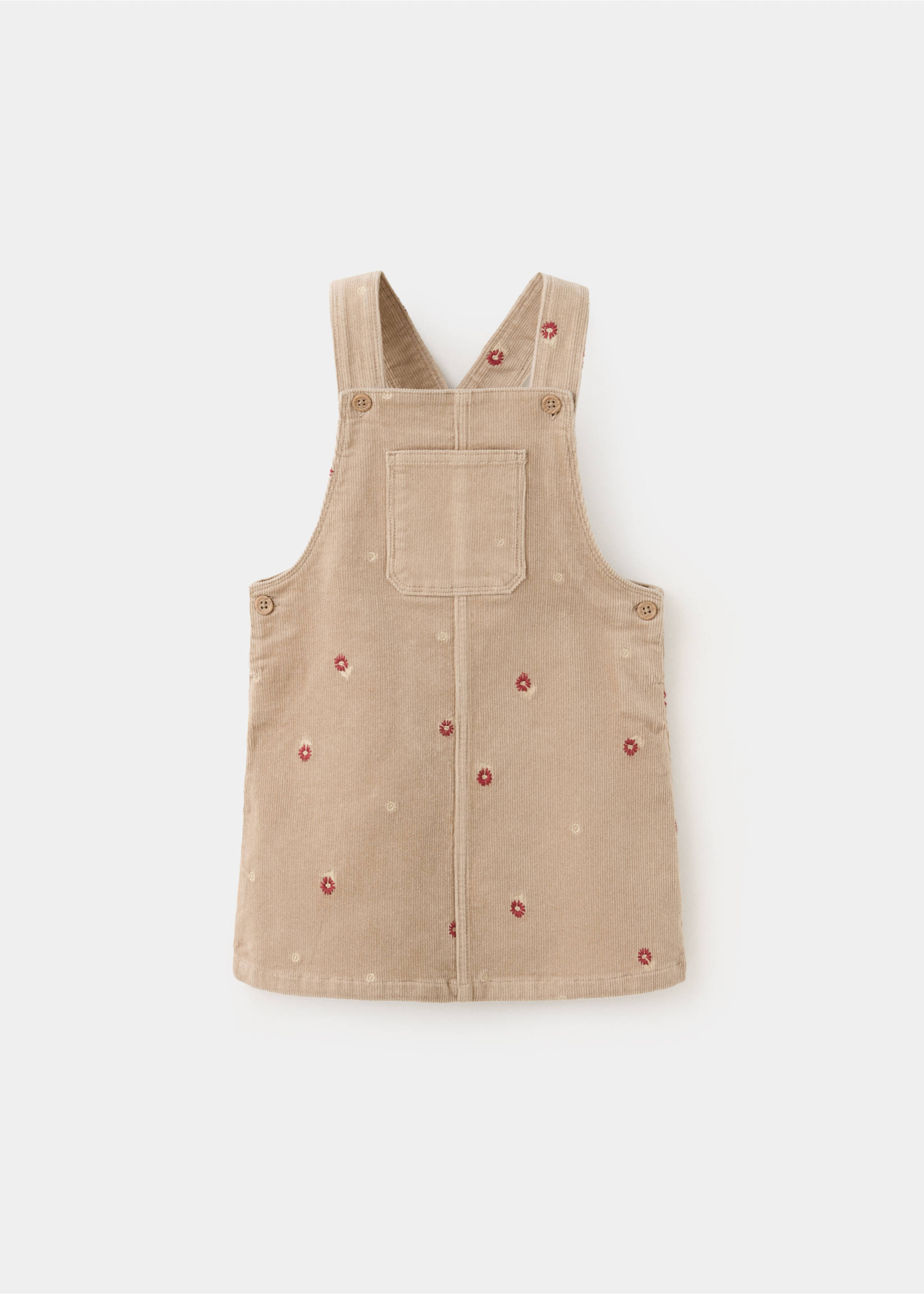 Corduroy dungarees with floral embroidery - Article without model, Brown. Ref: 37066351-00.
