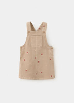 Corduroy dungarees with floral embroidery — Brown 3