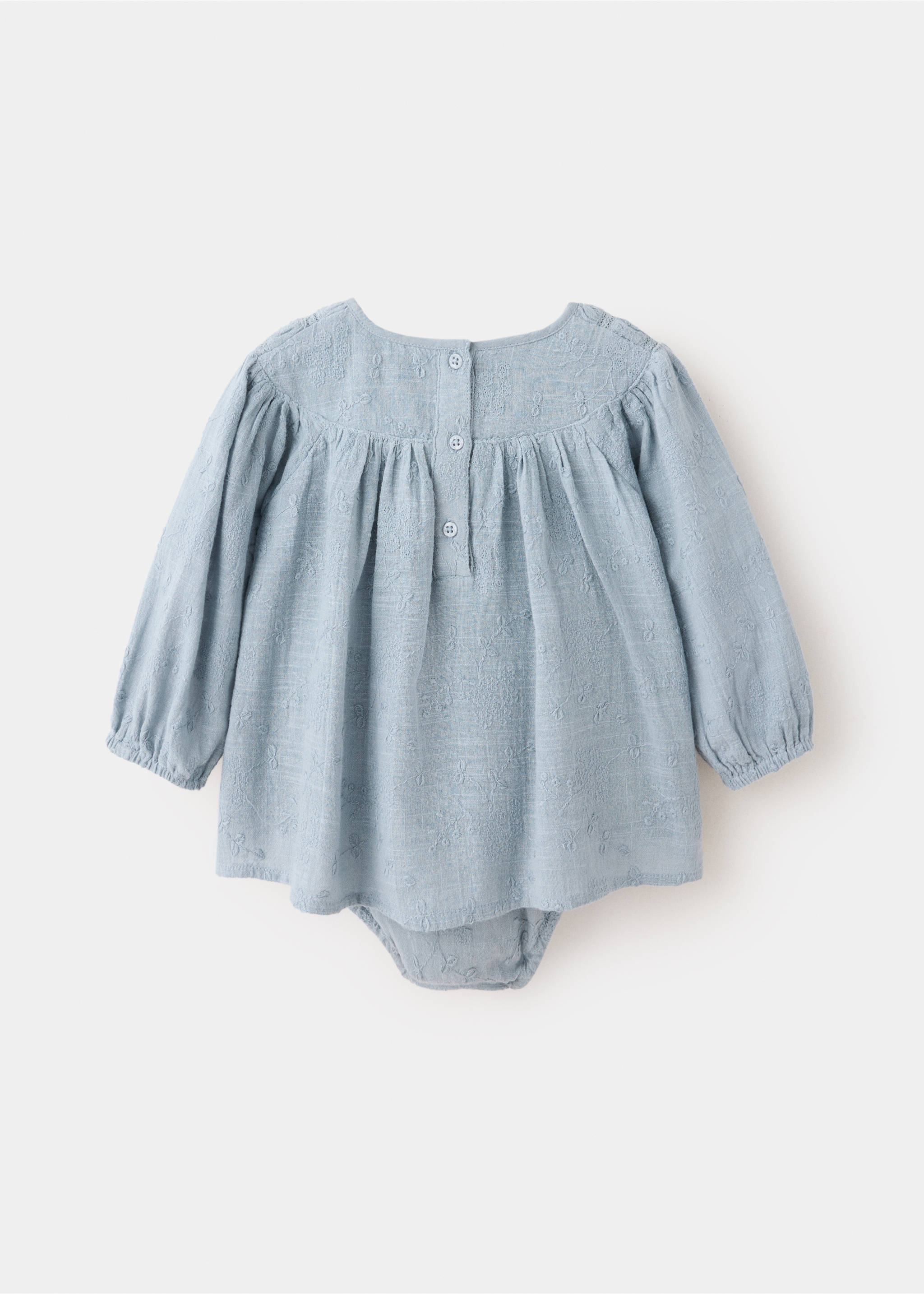 Floral embroidered dress and bloomers - Reverse of the article, Blue. Ref: 37066352-00.