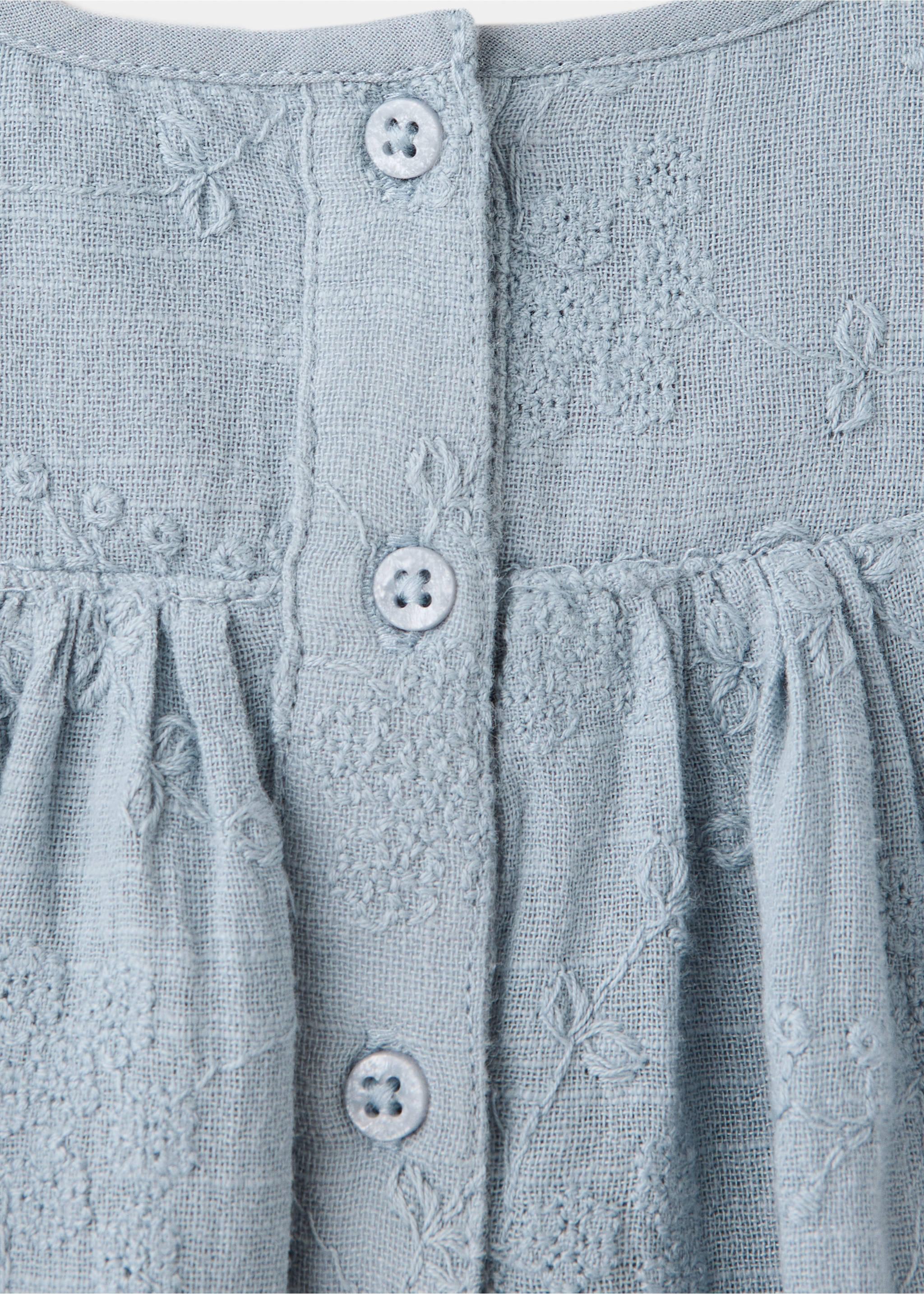 Floral embroidered dress and bloomers - Details of the article 8, Blue. Ref: 37066352-00.