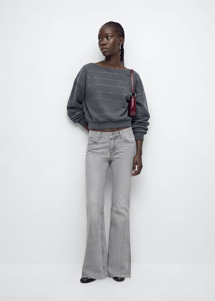 Bluza z dekoltem łódką i lureksem antracytowy - Teen - M-L - MANGO TEEN