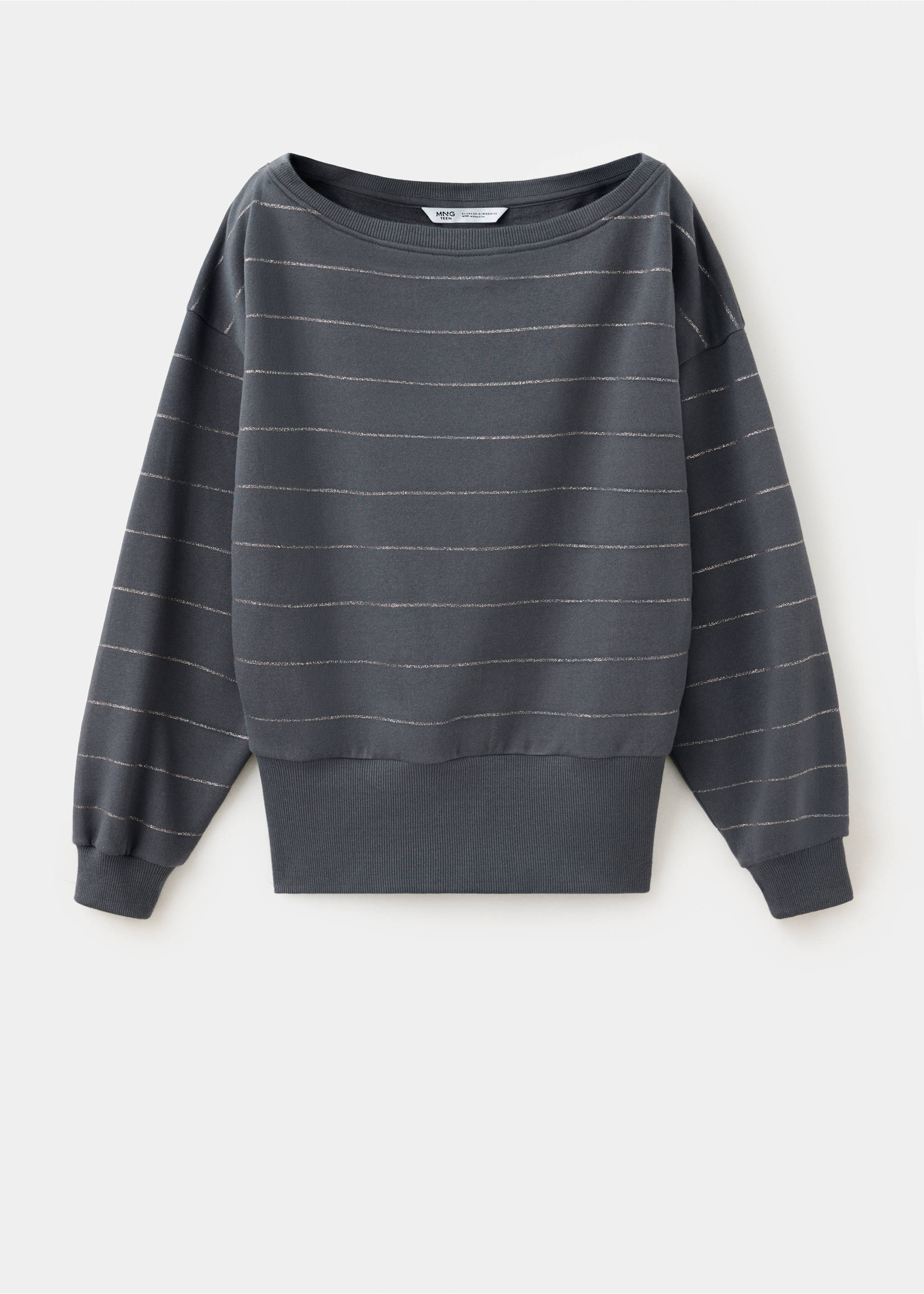 Lurex boat-neck jumper - Article without model, Charcoal. Ref: 37066357-00.