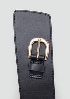Wide leather belt with metal buckle — Black 3