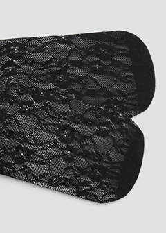 Floral lace stockings — Black 3