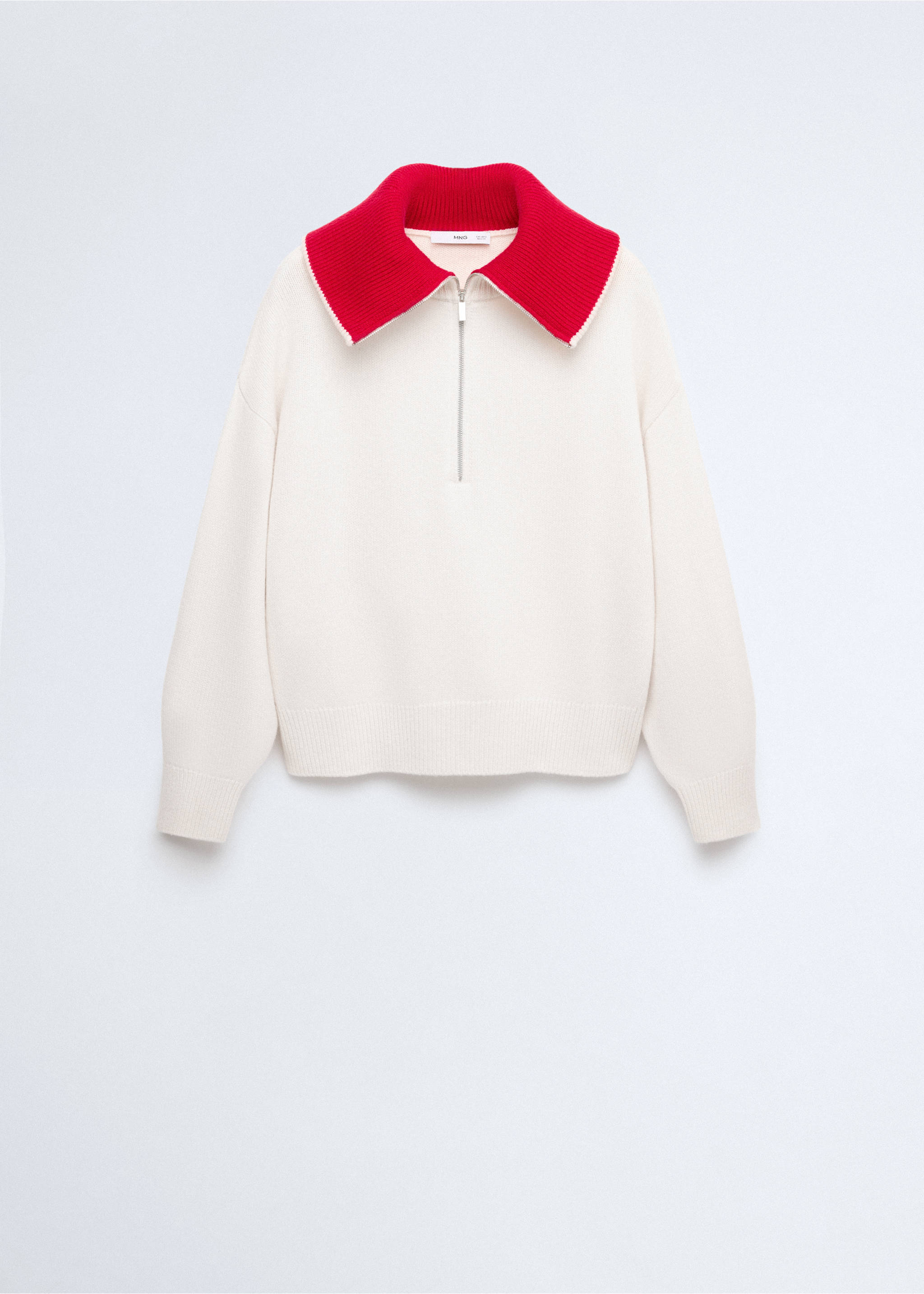 Wool sweater with contrast collar - Article without model, Off White. Ref: 37066363-00.