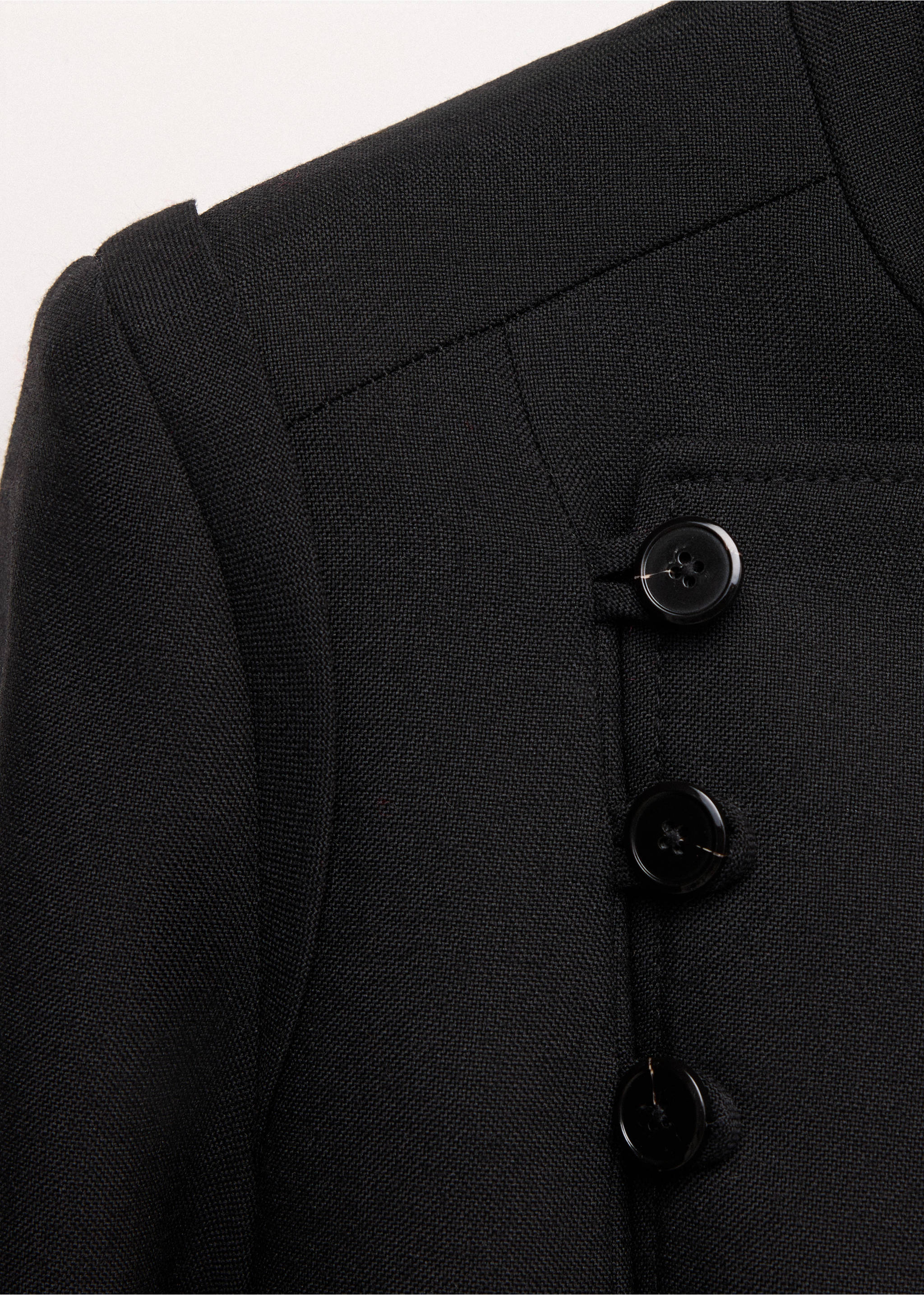 100% wool suit jacket with buttons - Details of the article 0, Black. Ref: 37066364-00.