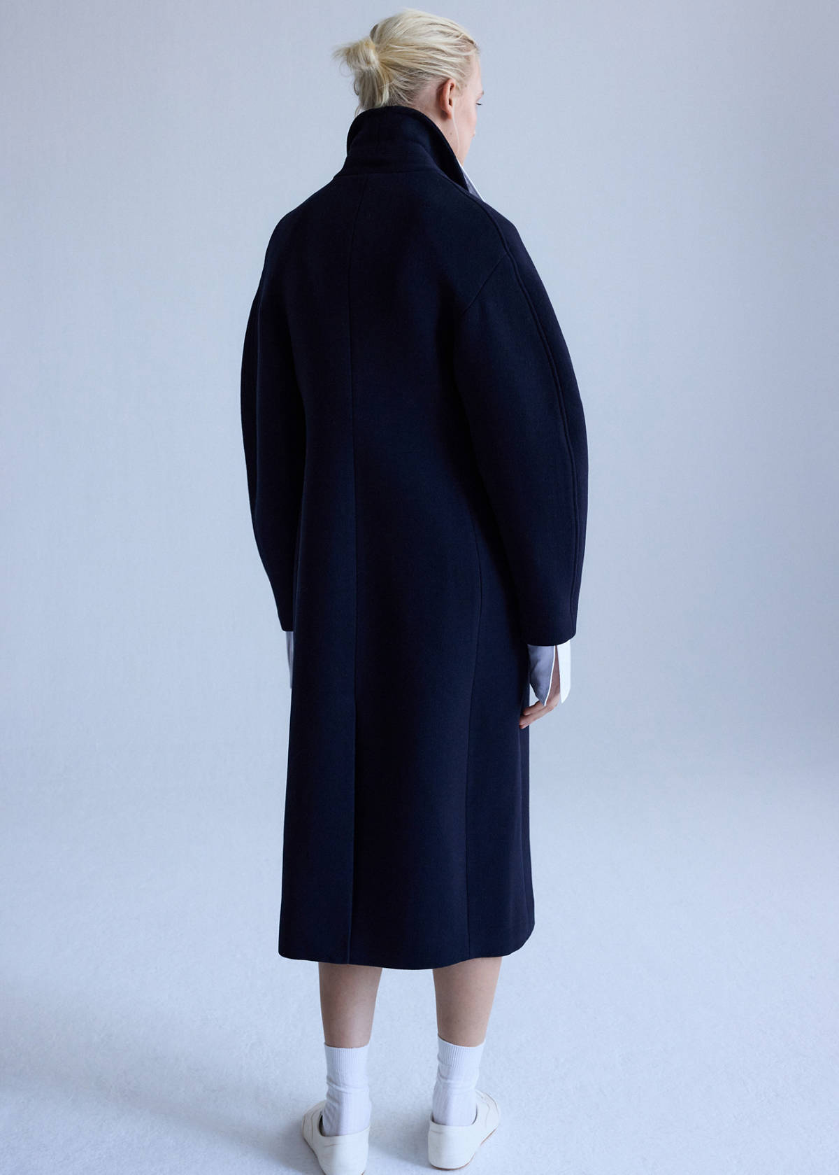 Manteco wool double-breasted coat — Dark Navy