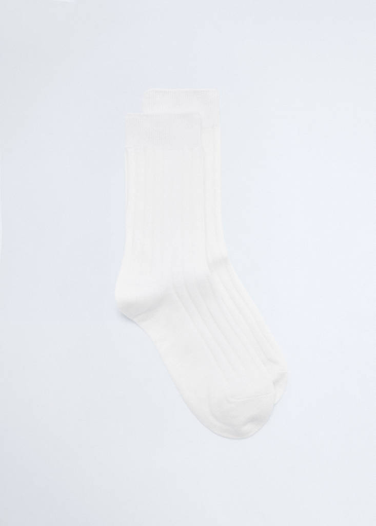 Ribbed wool blend socks — Ecru
