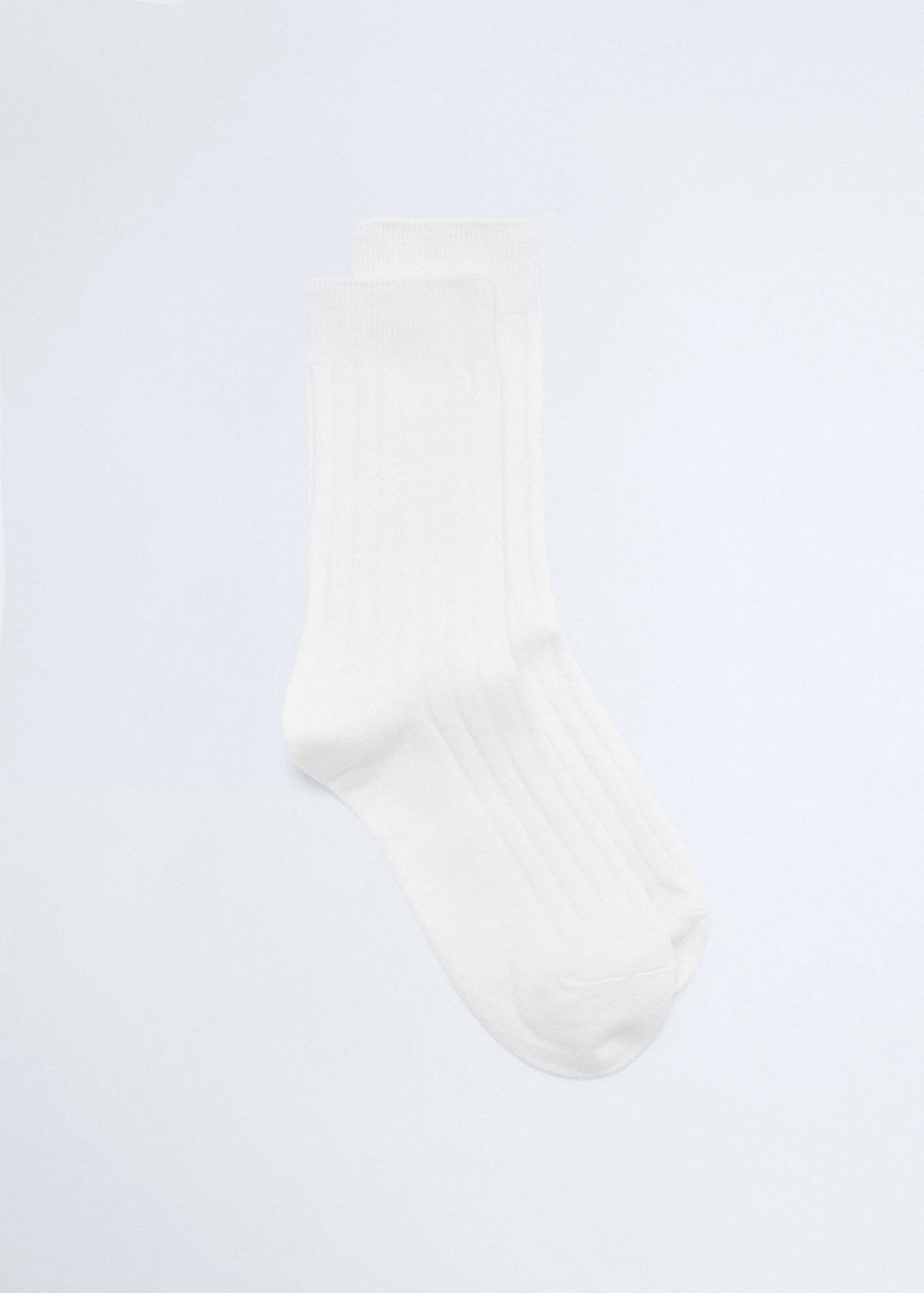 Ribbed wool blend socks — Ecru