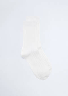 Ribbed wool blend socks — Ecru 3