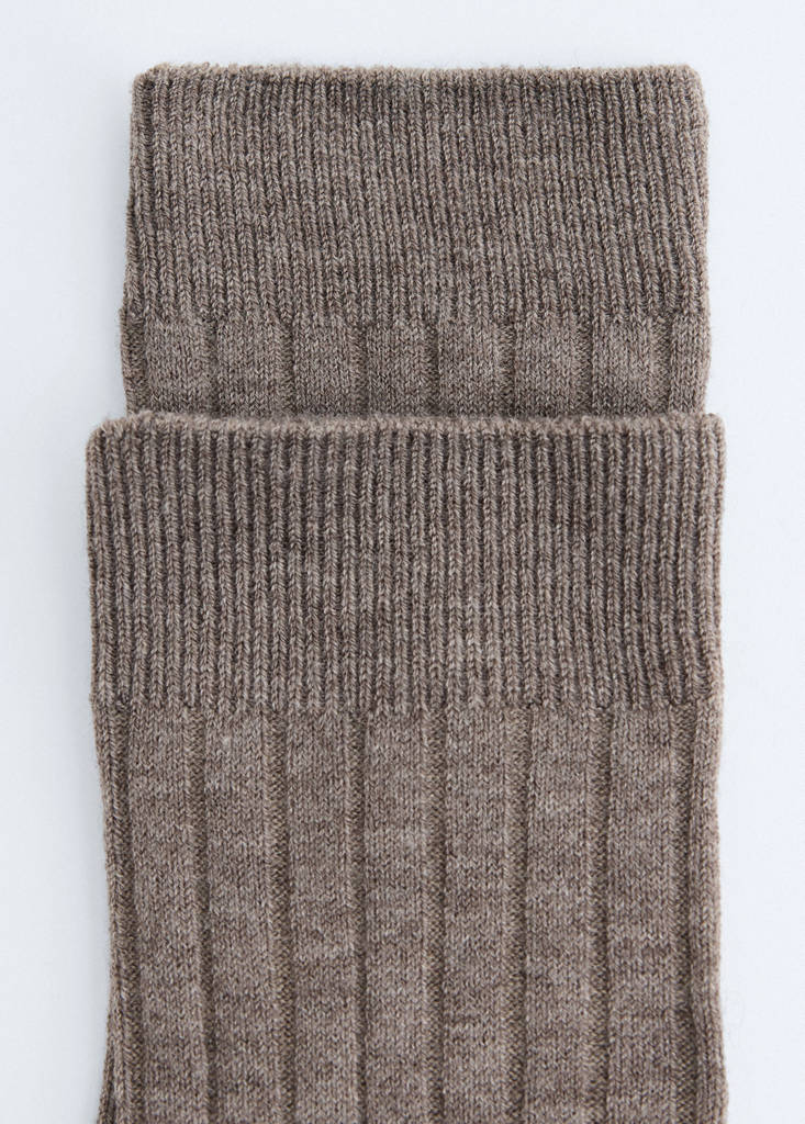 Ribbed wool blend socks — Medium Brown