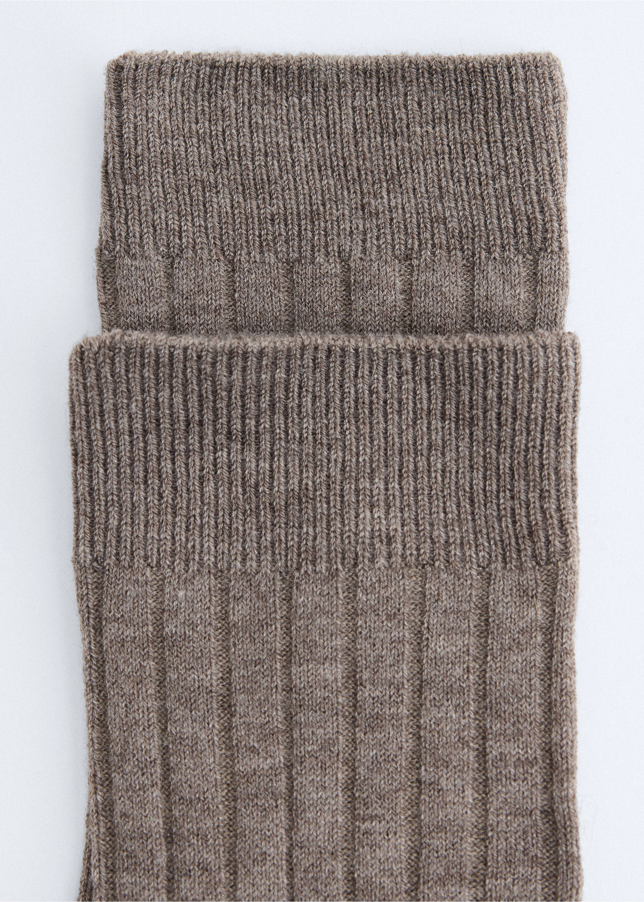 Ribbed wool blend socks - Medium plane, Medium Brown. Ref: 37066368-00.