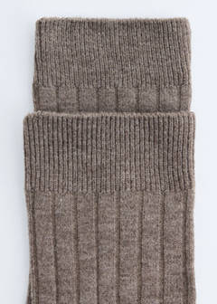 Ribbed wool blend socks — Medium Brown 3