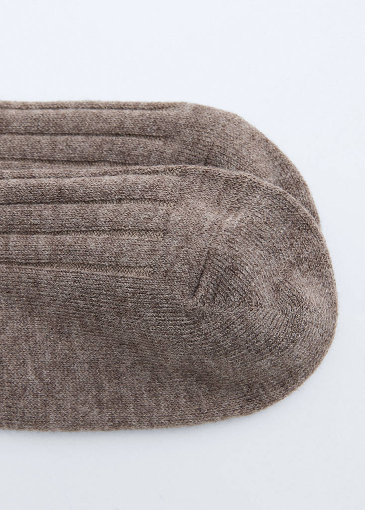 Ribbed wool blend socks — Medium Brown