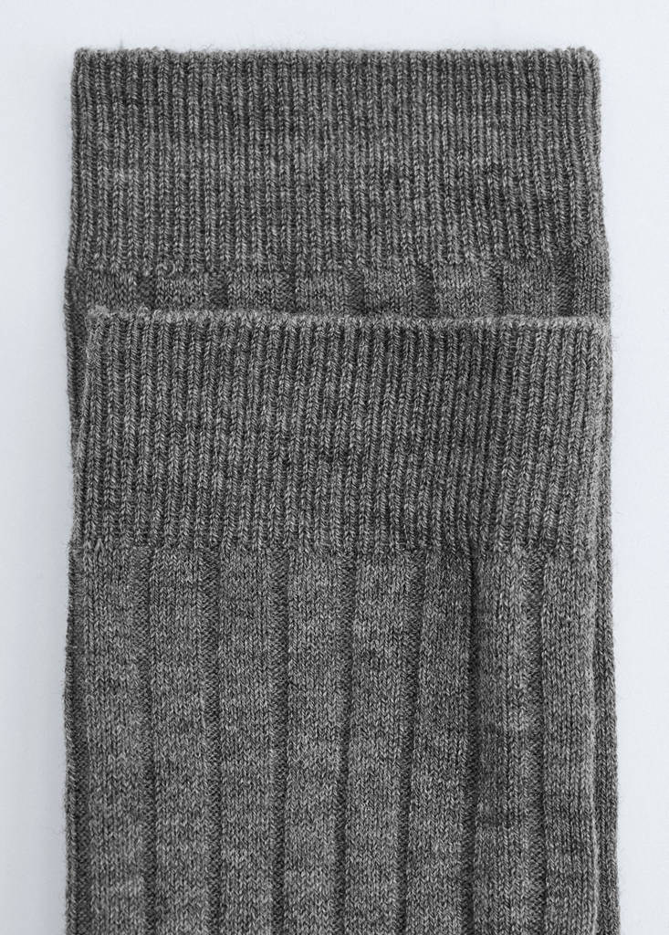 Ribbed wool blend socks — Dark Heather Grey