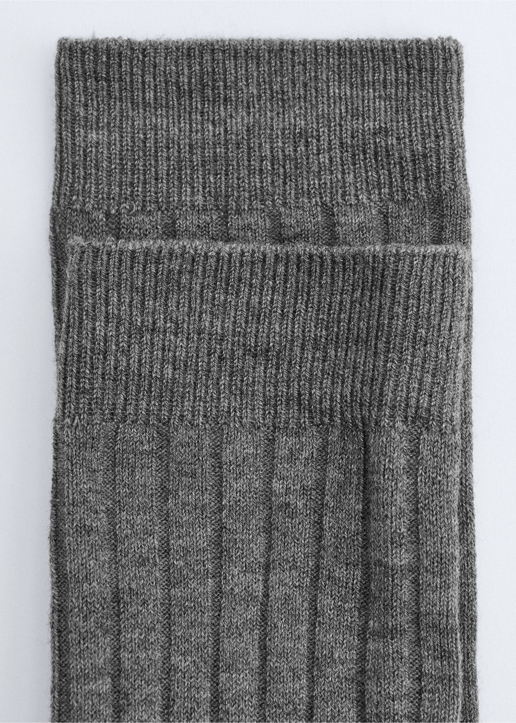 Ribbed wool blend socks - Medium plane, Dark Heather Grey. Ref: 37066368-00.