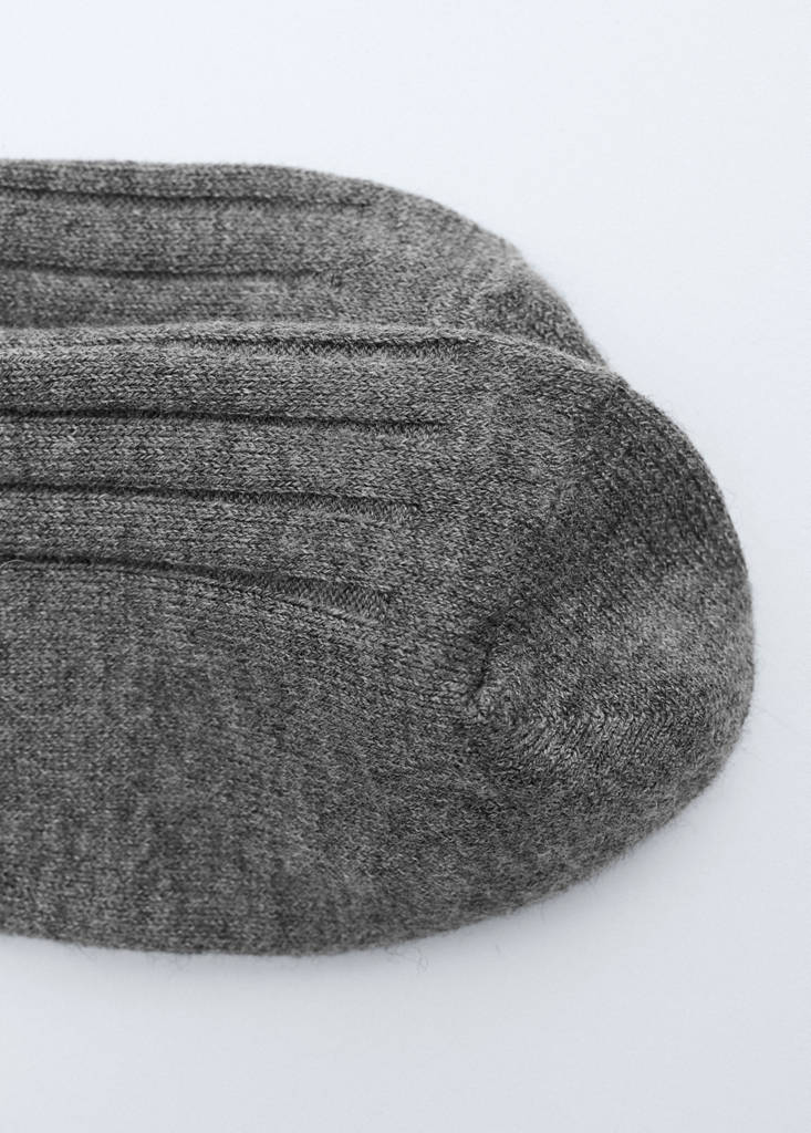 Ribbed wool blend socks — Dark Heather Grey
